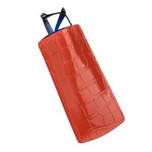 Handmade Calfskin Glasses Case – Exotic Skin Look - Orange Red